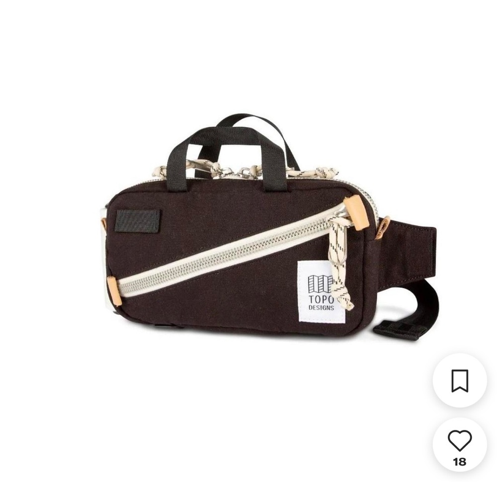 Topo Designs Black Fanny pack can be worn as a cross body